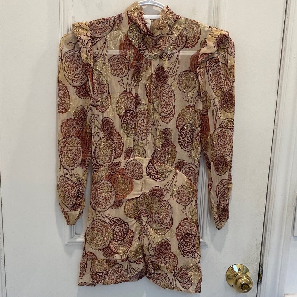 Ba&sh Ruched Mock Neck Blouse Size S